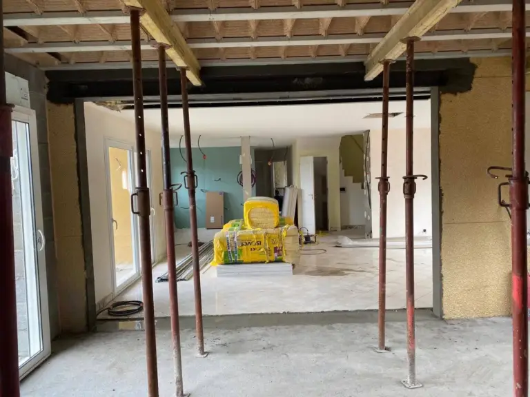 Ouverture mur porteur · pose d’IPN — réalisation Chéroise de Bâtiment